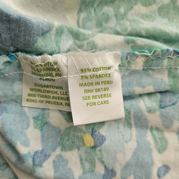 Lilly Pulitzer Juline Top Resort White In A Pinch Green Blue Floral Boatneck L - Picture 10 of 11